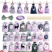 Sonstiges Adventskalender zum Befüllen 24 Stoffsäckchen Rosa Nylon 16x10cm Set