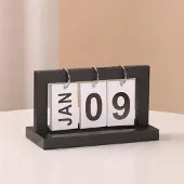 Sonstiges Holz Tischkalender immerwährend Deko Büro Schreibtisch schwarz 20x12x9 cm