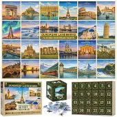 Sonstiges Puzzle Adventskalender 1008 Teile 24 Europäische Wahrzeichen für Erwachsene