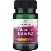 Swanson Health Vitamin D3 2000 IE & K2 75 mcg 60 vegetarische Kapseln