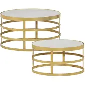 vidaXL Couchtisch-Set 2-tlg. Marmor Messingfarben und Weiß