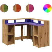 vidaXL LED-Schreibtisch Artisan-Eiche 130x130x91 Holzwerkstoff
