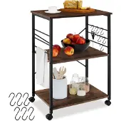 TecTake Servierwagen Rugby inklusive 6 Haken, 65,5 x 45,5 x 88,5 cm