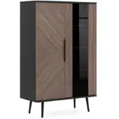 Beautysofa VITRINE Parini mit 2 Türen und 5 Einlegeboden, Graphitschwarz/Captains Deck