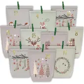 Sonstiges Adventskalender zum Basteln 24 Weihnachtstüten Selbstbefüllen Bunt Grün