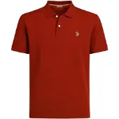 U.S. POLO ASSN. Herren Poloshirt - Piquet, Logo-Stickerei, Baumwolle Stretch Rot (Rust) XL