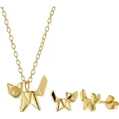 Trendor 31183 Schmuckset Katze für Damen und Mädchen Silber Vergoldet Bundle