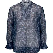 Betty Barclay Chiffonbluse "Chiffonbluse mit Animalprint", Damen, Gr. 42, blau (blau, braun), Blusen Chiffonbluse