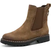 Tamaris Damen Chelsea Boots mit Reisverschluss dunkelbraun Veloursleder - Größe: 38