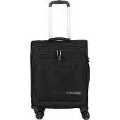 Travelite Handgepäckkoffer "KICK OFF Reisekoffer", Gr. B/H/T: 45cm x 55cm x 20cm 37 l, schwarz, Polyester, Koffer Handgepäckkoffer, 4 Doppelrollen, Außentaschen und Packgurte – leicht und robust