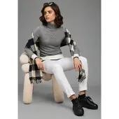 Laura scott Modeschal , Damen, schwarz-weiß (wollweiß, marine), Web, Kunstfaser, gemustert, kariert, Modetücher Modeschal, in verschiedenen Farben - NEW im Karo-Design