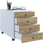 VCM Container "Rollcontainer Bürocontainer Schublade Lona 50 cm", braun (weiß, honig, eiche), B:42cm T:50cm, Obermaterial: 100% Holz Wood., Rollwagen, Container