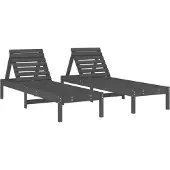 vidaXL Sonnenliegen 2 Stk. Grau 199,5x60x74 cm Massivholz Kiefer