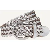 Tamaris Flechtgürtel "Dana Silver", Damen, Gr. 105, silber, Leder, unifarben, Gürtel Flechtgürtel, mit moderner Flechtoptik, aus Leder, in jeder Länge schließbar