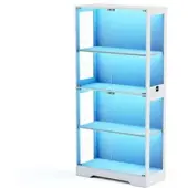 PXloue Glasvitrine 80x35x165cm Mit Stauraum LED-Beleuchtung und USB Weiß
