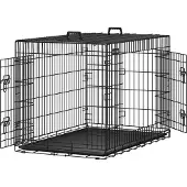 Feandrea Tiertransportbox Gitterbox XL, Metall, 107 x 70 x 77,5cm, schwarz, Tiere bis 42kg