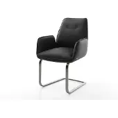 DELIFE Freischwinger Zoa-Flex Echt-Leder Schwarz Freischwinger flach Graphit