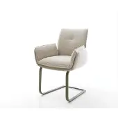 DELIFE Freischwinger Nela-Flex Webstoff Soft Beige Freischwinger flach Effektfinish Titan