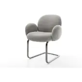 DELIFE Freischwinger Nube-Flex mit Armlehnen Strukturstoff Soft Grau Freischwinger flach Graphit Taschenfederkern
