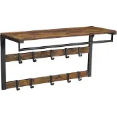 Vasagle Wandgarderobe mit 10 abnehmbaren Haken Regal Rustikal Braun Schwarz Eingangsbereich