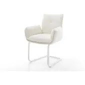 DELIFE Freischwinger Nela-Flex Bouclé Soft Beige Freischwinger flach Weiß