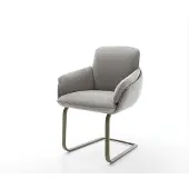 DELIFE Freischwinger Luan-Flex mit Armlehnen Strukturstoff Soft Grau Freischwinger flach Effektfinish Titan
