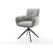 DELIFE Drehstuhl Nela-Flex Strukturstoff Soft Grau Kreuzgestell breit Schwarz 360° drehbar Wippfunktion