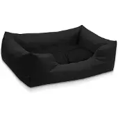 BedDog Hundebett MIMI Hundesofa aus Cordura, Microfaser-Velours Hundekissen,BLACK (schwarz),(M) ca. 70x55x18cm