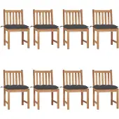 Markenlos 8 Gartenstühle aus massivem Teakholz mit Kissen