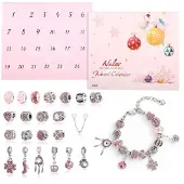 Sonstiges Adventskalender Schmuck 24-teilig Rosa Glasperlen mit Ketten & Armband