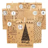Sonstiges Adventskalender zum Befüllen, 24 Kraftpapiertüten mit Zahlenaufklebern & Klammern, 23.5x12cm