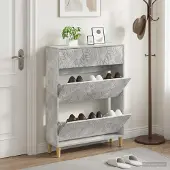 vidaXL Schuhschrank DELFT 78 x 24 x 103 cm Holzwerkstoff Betongrau