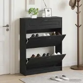 vidaXL Schuhschrank UTRECHT 78 x 24 x 100 cm Holzwerkstoff Schwarz