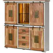 MASSIVMOEBEL24.DE MASSIVMOEBEL24 Highboard Mango / Altholz 150x45x160 weiß lackiert RAILWAY LUX #520