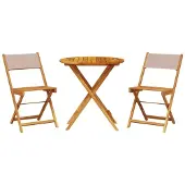 vidaXL 3-tlg. Bistro-Set Taupe Stoff und Massivholz