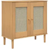 vidaXL Sideboard SENJA Rattan-Optik Braun 80x35x80 cm Kiefernholz