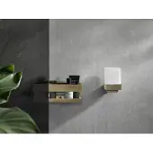 Emco loft Flüssigseifenspender, Wandmodell, mit Stulpbecher, satiniertes Kristallglas, 052100703, Farbe: Gold Poliert