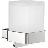 Emco loft Flüssigseifenspender, Wandmodell, mit Stulpbecher, satiniertes Kristallglas, 052101603, Farbe: Edelstahl