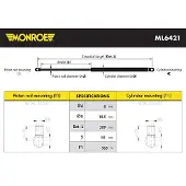 Monroe Gasfeder, Motorhaube ml6421 für SUBARU