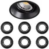 Mextronic 6x Einbaurahmen Schwarz 827B Ø75 mm für MR16 Leuchtmittel, schwenkbar, Alu-Druckguss