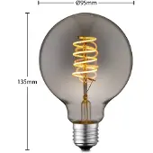 LUCANDE LED-Leuchtmittel E27 G95 4W smoke 1.800K dimmbar