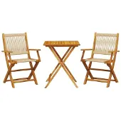 vidaXL 3-tlg. Bistro-Set Beige Polypropylen und Massivholz
