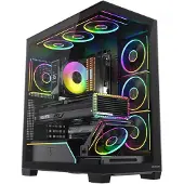 Modecom VOLCANO STELLAR PLUS ARGB 8F Schwarz, Midi Tower PC Gehäuse, 8 Lüfter, gehärtetes Glas, Staubfilter, ATX Mainboard Support, Kabelmanagement