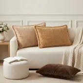 vidaXL Kissenbezug 6 stk. HOUTEN Taupe 50 x 80 cm Faux Kaninchenfell