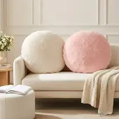 vidaXL Kissenbezug 2 stk. HEERLEN Rosa Ø 60 cm Faux Kaninchenfell