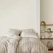 Elegante Bambus-Baumwoll-Satin Bettwäsche Refrain Kissenbezug einzeln 40x80 | natur - beige