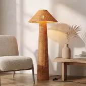 LumenXL Stehlampe Vasari Boho aus handgeflochtenem Rattan