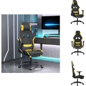 vidaXL Gaming-Stuhl mit Massage & Fußstütze Schwarz und Gelb Stoff - Gaming-Sessel