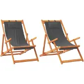 Markenlos 2 klappbare Strandstühle aus grauem Stoff, 13kg