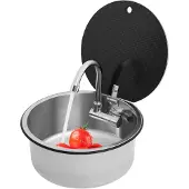 Markenlos Edelstahl-Spüle mit klappbarem Wasserhahn für Wohnmobile und Camper